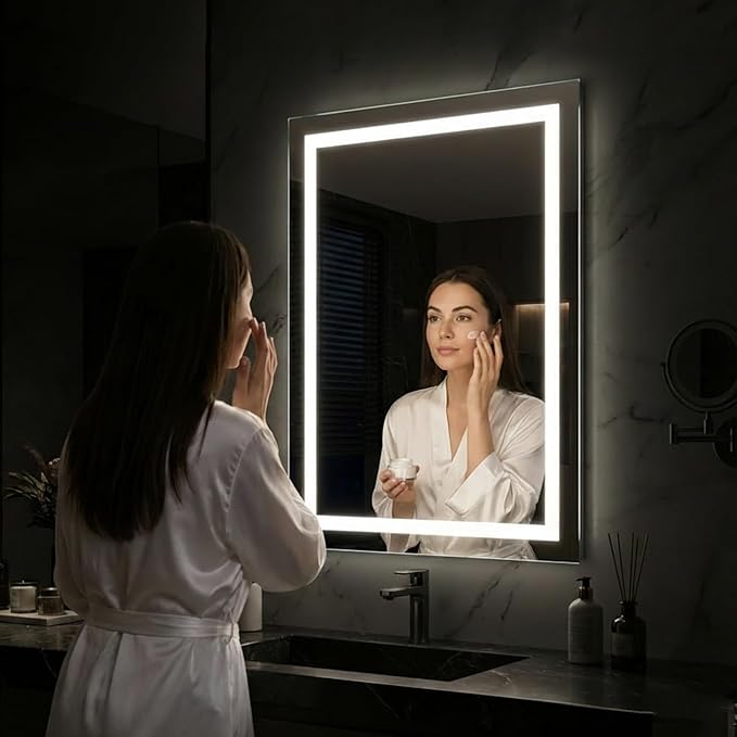 24"x 36" LED Bathroom Mirror with Lights, Backlit & Front Lit, Dimmable, 3 Colors Led Mirror, Memory Function, Anti-Fog, Led Vanity Mirror for Wall, Shatterproof Tempered Glass, ETL Listed