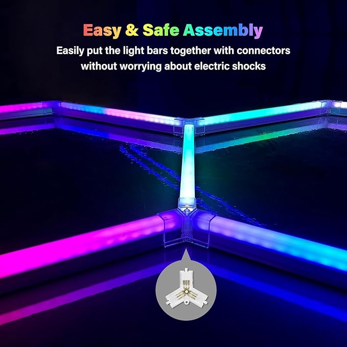 LED ENERGY PLUS RGB 5 Pack Hexagon, 24 Pack Tube Lights, RGB Garage LED Tube Light, 358 Color Modes, Remote Control & Smart App Control, IP54 LED Ceiling Lights for Gaming Room, Gym, Party, Bar