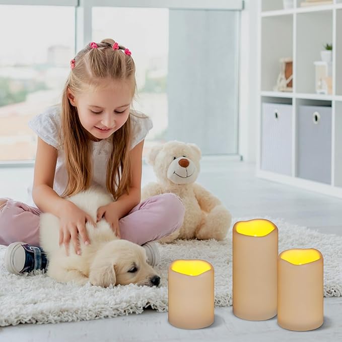 Flameless Candles 4" 5" 6" Set of 12 Ivory Waterproof Pillars 3" Diameter Battery Operated Flickering Candles Include 10-Key Remote Timer Function 400+ Hours by 2 AA Batteries (12 Pack)