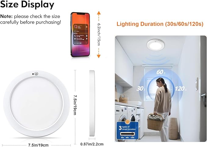 4-Pack Motion Sensor Ceiling Light Wired, 7.5 Inch 3000K 4000K 6000K Selectable LED Flush Mount Light Fixture, 15W Motion Activated Light with Timer for Hallway Stair Walk-in Closet
