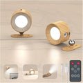 2PACK LED Wall Sconce - Rechargeable Cordless Wall Light, 3 Colors & 3 Brightness Levels, 360° Magnetic Rotating Head, Bedside Reading Lamp, Easy Install Battery Operated Lamp Wood