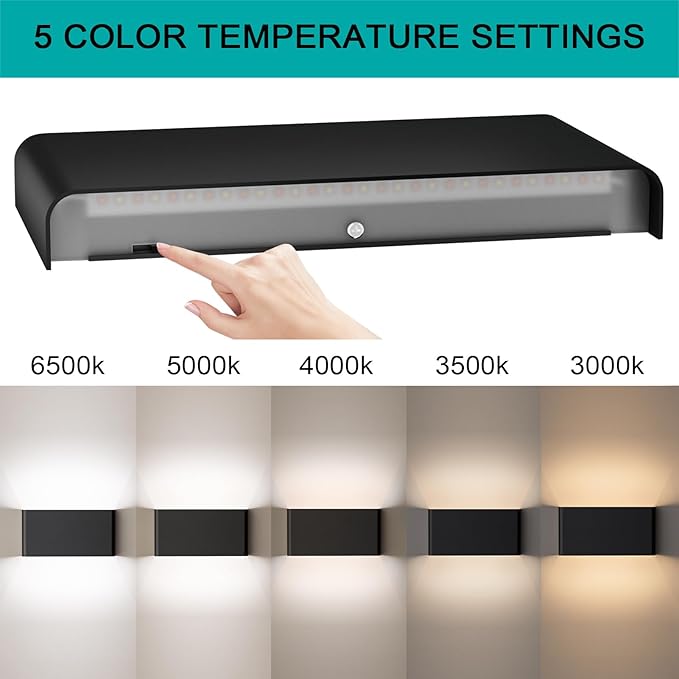 Modern LED Wall Sconce, 28W Dimmable 5CCT (3000K-6500K), Upper and Lower Illuminated Wall Sconce, for Bedroom, Living Room, Hallway, Vanity Lights (22 Inch - Matte Black 1 Piece)