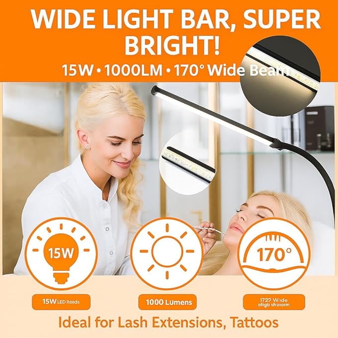 LED Floor Lamp for Eyelash Extension - Brightness Adjustable Standing Light with 3 Color Modes,Eye-Careing Reading & Makeup Lamp,Lash &Tattoo Light for Salon,Bedroom & Office