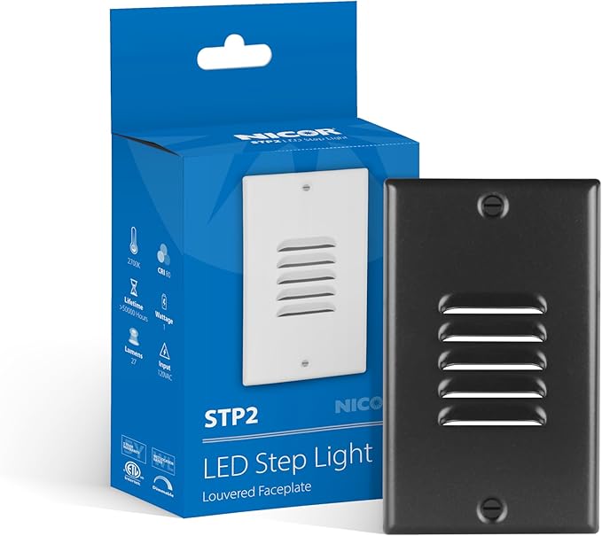 STP2 Vertical Louvered Black LED Step Light with Photocell (STP2L120VBKPC)