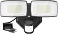 Onforu 32W Plug in Motion Sensor Lights Outdoor, 3200LM Motion Flood Light Dusk to Dawn, IP65 Waterproof Led Security Light Outside, 2 Heads Motion Activated Wall Light for Garage, Porch, Yard - Black