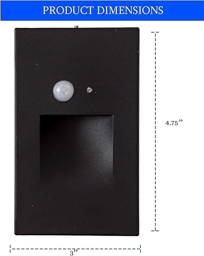 Ciata LED Indoor & Outdoor Motion Sensor Light for Deck Stairs - Integrated PIR Sensor and Dusk to Dawn Photocell - Vertical Stairway Lighting - Black