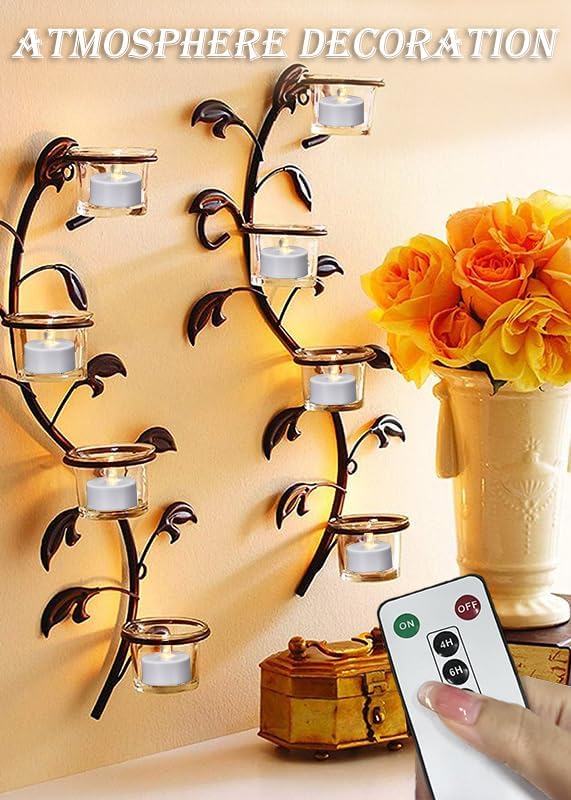 Tea Lights Candles Battery Operated with Remote Control, 12Pcs Flickering Flameless Candle with Timer, Long Lasting 400+ Hours Led Electric Candle for Home Decor, Wedding, Party (WarmWhite)