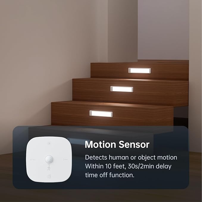 Motion Sensor for Cabinet Lights, Dimmable, Adjustable Color Temperature, Magnetic Mount, for Kitchens Closets Hallways Bathrooms Stairway (Motion Control)