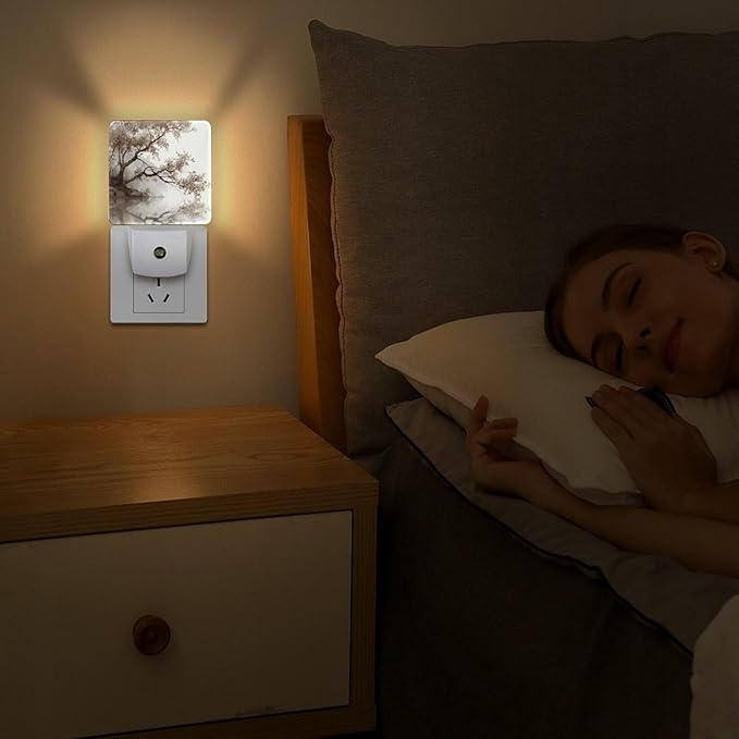 Night Lights Plug Into Wall, Misty Wash LED Smart Light Sensor Night Light Auto Dusk to Dawn for Hallway, Bedroom, Bathroom, Stairway