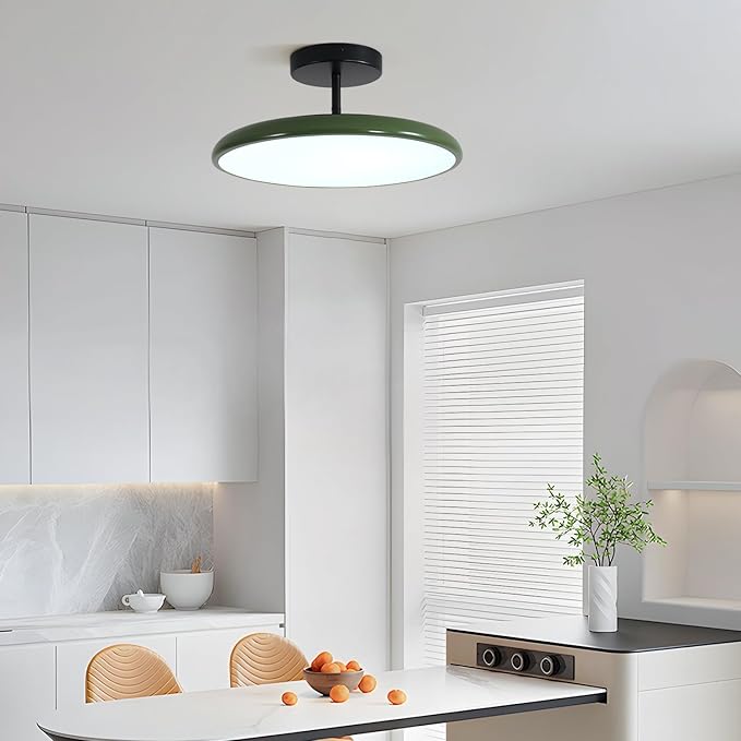 KCO Lighting Vintage Green Flush Mount Ceiling Light Black Semi Flush Mount Ceiling Light Mid Century Modern Entryway Ceiling Lamp LED Hallway Ceiling Lights Fixtures