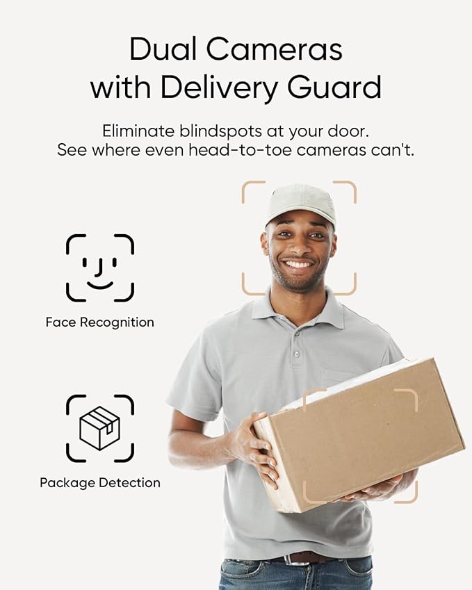 eufy Security Video Doorbell E340 Kit, No Subscription, Dual Cameras, Head-to-Toe View, 2K FHD Doorbell Camera, Two-Way Talk, Delivery Guard, AI Motion Detection, Rechargeable Battery, Built-in 8GB