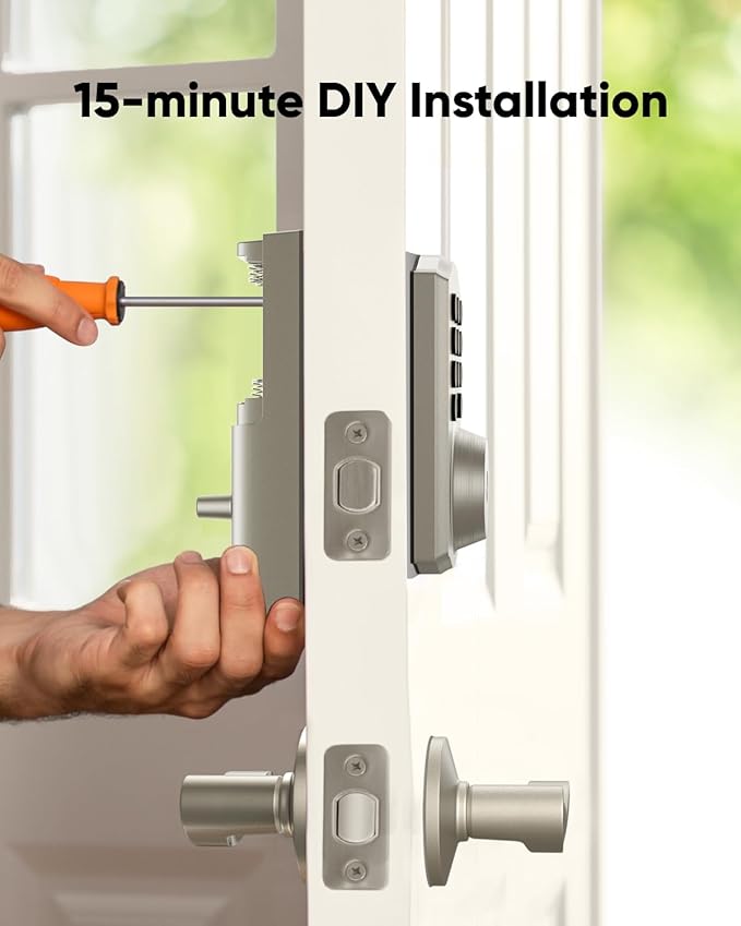 eufy Security Smart Lock C30, Keyless Entry Door Lock, Built-in WiFi Keypad Deadbolt for Front Door, No Bridge Required, Easy Installation, App Remote Control, Reliable Power, Traditional, Nickel