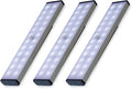 Moss & Stone 3 Pack Motion Sensor Under Counter Lights, Wireless USB Rechargeable Kitchen Night Lights 24-LED, Magnetic Self-Adhesive for Cabinet Lighting & Cupboard Motion Activated Night Light Bar