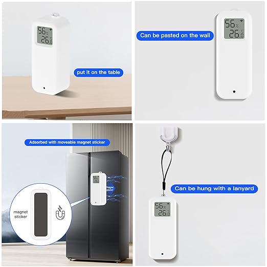 WiFi Smart Thermometer Hygrometer: Wireless Temperature Humidity Sensor with Notification Alert, Data Storage & Export, Calibrable Digital Temperature Monitor, Compatible with Alexa (4-PCS)