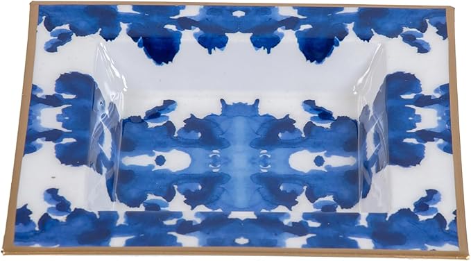 Jaye's Studio Ink Blot Blue Enameled Square Decorative Trinket Tray, Catch All Tray, Jewelry Tray for Vanity, Bathroom, Bedside Home Office