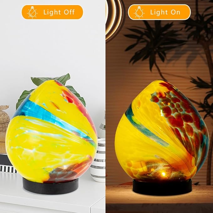 Solar Lanterns Outdoor, Solar Glass Lights, Waterproof Led Table Lamp for Garden Yard Tree Home Xmas Decoration, Red Yellow