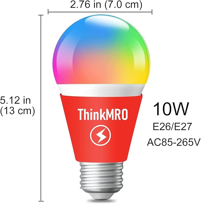 Color Changing LED Light Bulbs with Remote RGBW Bulb 10W (85W Equivalent),A19 E26/27,Lamp Replace,Warm White,Dimmable Memory Function,Ideal Lighting for Home Decoration,Bar Party (2 Pack)