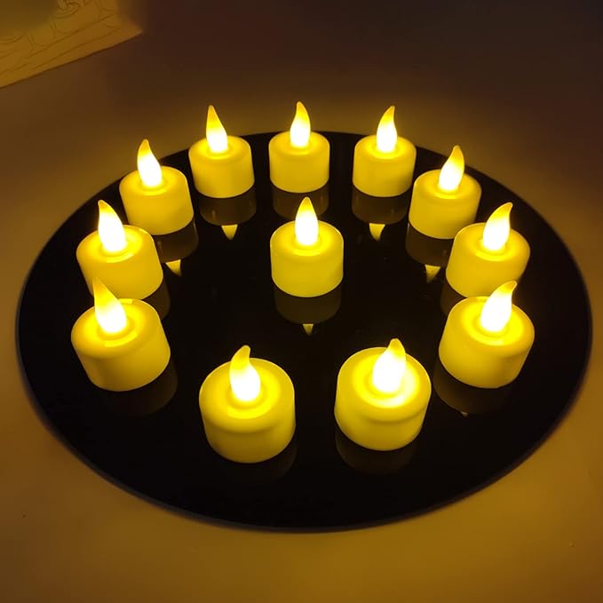YASENN Rechargeable Candles Warm White led TeaLights Candles 12pcs Flame Effect Program Flickering Plastic Flameless Candles for Bar Dinner Decorations