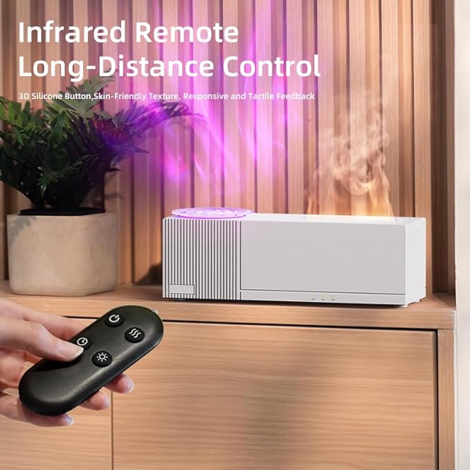 Essential Oil Diffuser, Flame Oil Diffuser - Aromatherapy Aroma Humidifier, Ripple Projection Vibe Remote Control - Perfect for Bedroom Home Office (150ml Ripple Flame, Black)