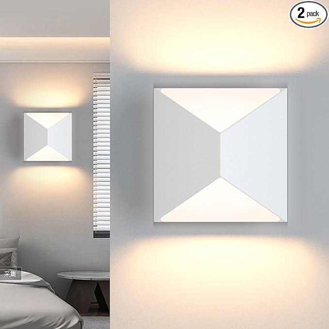 Tipace Modern LED Wall Sconce Hardwired Indoor White Wall Lights 2 Packs Up and Down Wall Mount Light for Living Room Bedroom Hallway Corridor Conservatory Warm White 3000K(with G9 Bulbs)