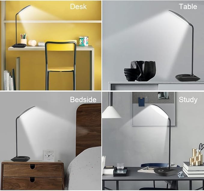 DEEPLITE LED Desk Lamp Battery Operated Lights Cordless Rechargeable Lamp, Flexible Portable Light for Bed Craft Nail Home Office, Eye-Caring Dimmable Small Desk Lamp Wireless Reading Lamp - 2 Pack