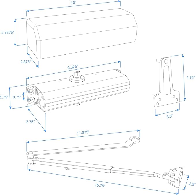 Nuk3y 9000 Series Grade 1 Heavy Duty Door Closer, Multi-Mount, Adjustable Size 1-6, ADA Compliant, UL Listed