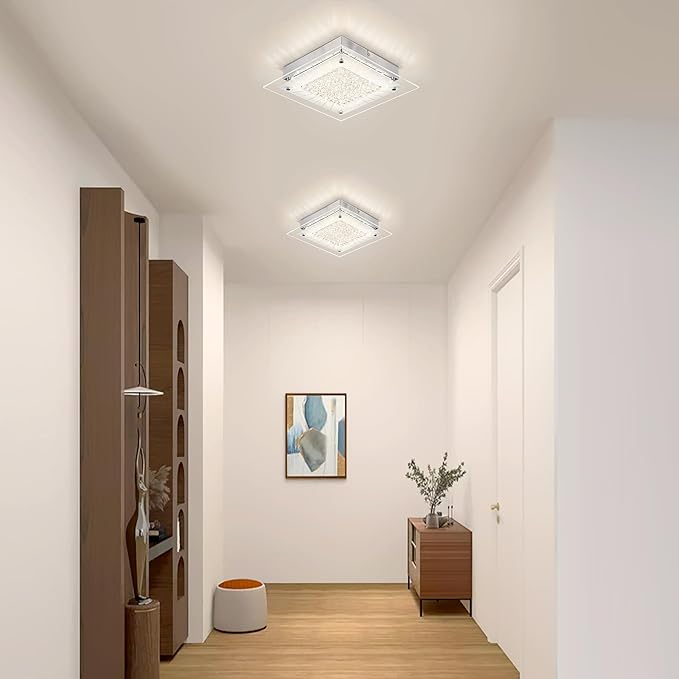 Square Flush Mount Dimmable Light Fixtures - 11IN Kitchen, Bathroom, Living Room, Bedroom, Hallway Ceiling Lights