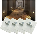 3W Motion Sensor Stair Lights 3000K Recessed LED Step Light Indoor Stair Step Wall Lamp Staircase Bedroom Decoration 4Pcs White