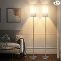 2Pack Floor Lamp, Pole with Foot Switch, Modern Standing Lamp Lamp, Minimalist Freestanding Lamp (Bulb Not Included), for Living Room, Bedroom Office ETL Listed, Silver and White,SCW07LDP205