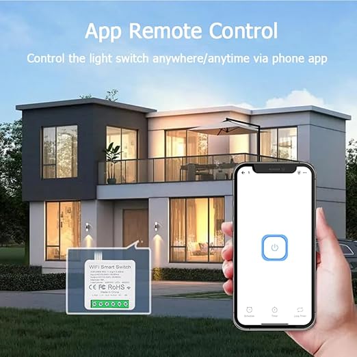 16A Mini WiFi Smart Switch Relay Module – Compatible with Alexa & Google Home, Ewelink APP Remote Control, Voice & Timer Schedule for Light, Fan, No Hub Required