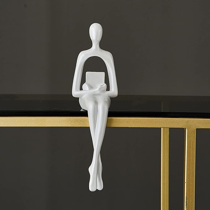 XINXUAN White Statue Home Decor - Modern Bookshelf & Desk Decor - 3 Piece Set