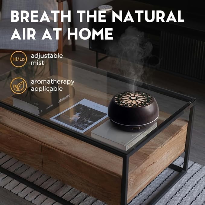 Essential Oils Diffuser Set for Home,Large Capacity 550ml Diffuser with Remote Control for Large Room,Mini Humidifier with LED Night Lights for Office Room Decor Gift for Women Men(Dark Wood Grain)