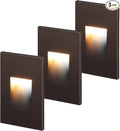 LEONLITE 3CCT 120V LED Step Lights, 3.5W 110LM 5%-100% Dimmable Indoor Outdoor Waterproof Vertical Stair Light, 3000K/4000K/5000K Selectable, CRI90, ETL, Aluminum, Oil Rubbed Bronze, Pack of 3