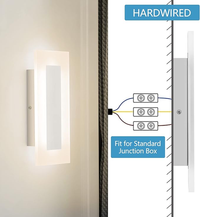 LMQNINE Modern LED Acrylic Wall Sconce Warm White Light 3000K for Bedroom Corridor Stairs Bathroom Indoor Lighting Fixture Lamps Home Room Decor (2-Pack)…