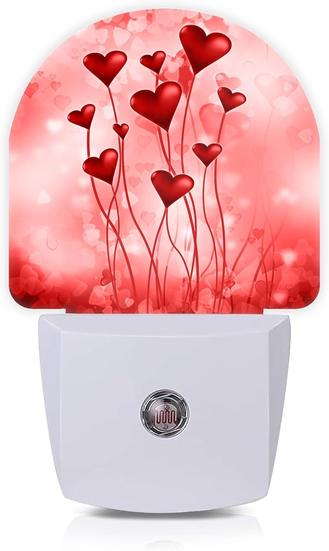 Hearts Night Lights Plug into Wall for Girls Boys Room,Night Light LED Lamp Dusk to Dawn Sensor Round Lamp for Bedroom Bathroom Hallway Home Wall Decor Nightlight