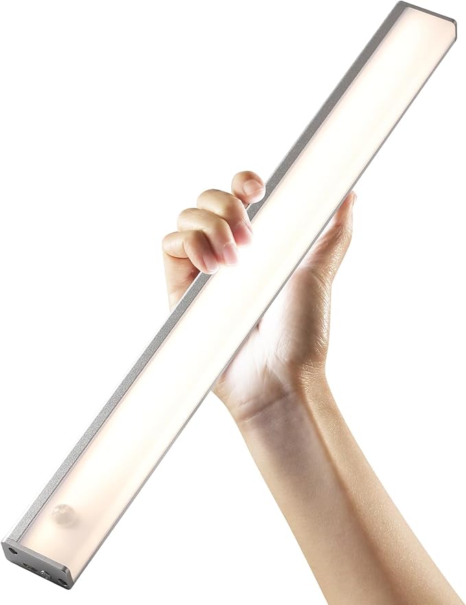 Closet Lights Motion Sensored Wireless Under Cabinet Lights Rechargeable Battery Operated LED Light Strip Bar Indoor Night Counter Lighting for Kitchen,Hallway,Wardrobe,Stairs,Pantry