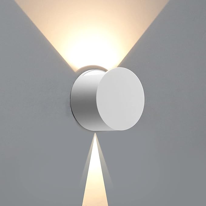 Kawell 8W Modern LED Wall Sconce Light Up Down Waterproof Outdoor Wall Lamp Indoor Hardwired for Bedroom Bathroom Hallway Stairs Porch, White 3000K