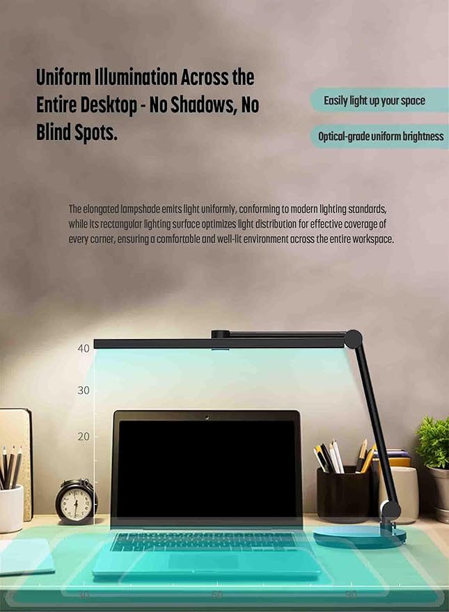 ArchDesk 18.9’ Desk Lamp: Dim, Warm~Cool White Adjustable, Anti-Glare, Sensor, 10W LED, Eye Protection, Foldable, Perfect for Painting, Design, Work, Study, Reading & Office (White)