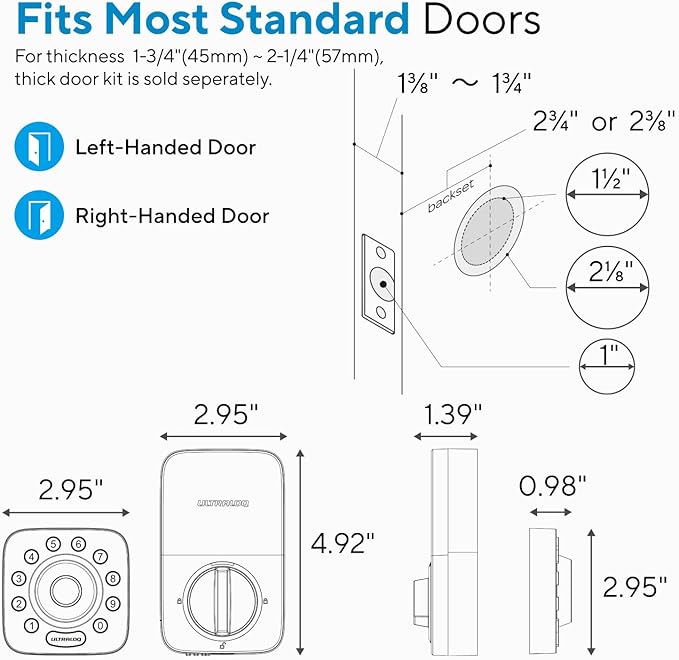 ULTRALOQ Smart Lock U-Bolt Pro, 7-in-1 Fingerprint Keyless Entry Door Lock with App Control, Anti-peep Keypad, Auto Lock, Smart Deadbolt Front Door, IP65 Waterproof, Easy Installation, 1 Year Battery