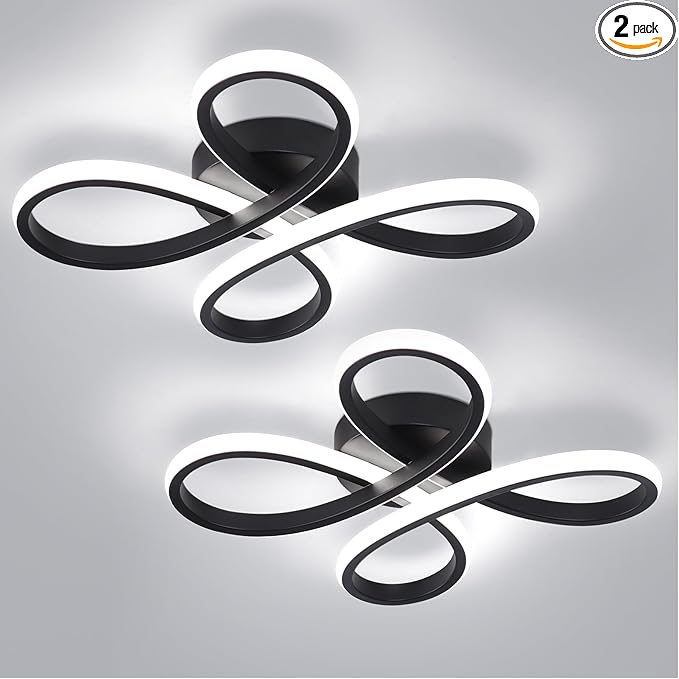 ADISUN Modern LED Ceiling Light, 6000K Semi Flush Mount Ceiling Light Fixture for Living Room, Bedroom, Corridor, Aisle, Hallway - Indoor Lamp, 2 Pack
