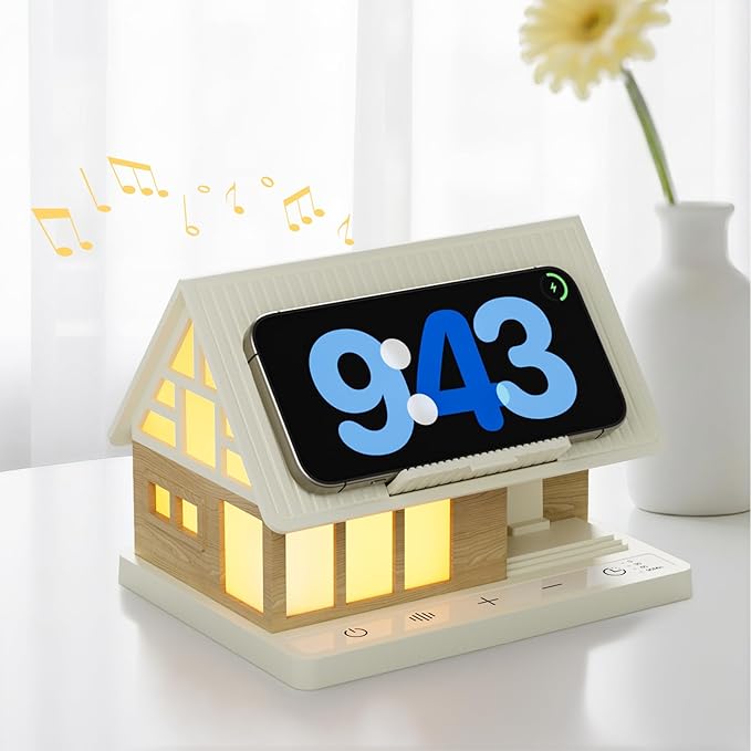 Bedside Lamp with Wireless Charging Station, White Noise Sound Machine 7 Sleep Aid with 30/60/90min Timer, 3-Level Brightness Touch Lamp Night Light for Nightstand, Bedroom, Gift for Kids, Mom