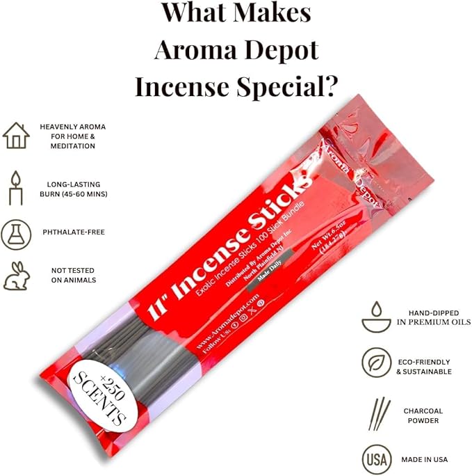 11'' Japanese Cherry Blossom Most Exotic Incense Sticks. Approx. 85 to 100 Sticks Per Bundle, Each Natural Stick Burns for 45 mins to 1 Hour Each. Long Lasting. Guarantee 100% Pure