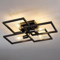 ASGYISA Black Industrial Semi Flush Mount Ceiling Light Kitchen Light Fixtures 4-Light Modern Large Matte Sputnik Chandelier for Dining Room Bedroom Farmhouse Living Room
