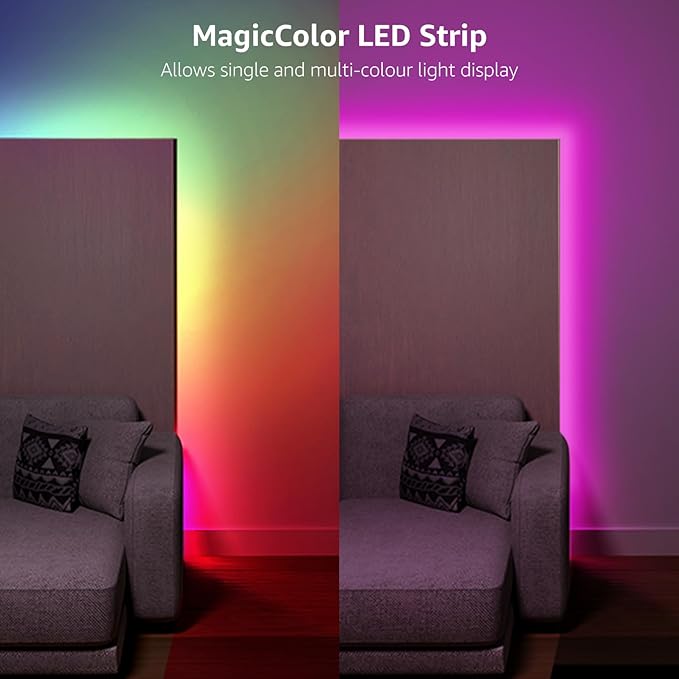 Lepro LED Strip Lights, 50ft Music Sync MagicColor Light Strip with Remote, Valentines Gifts for Men & Women, 5050 RGB Lights for Bedroom, Home, Gaming Room, Party, Wall,Valentines Day Decor