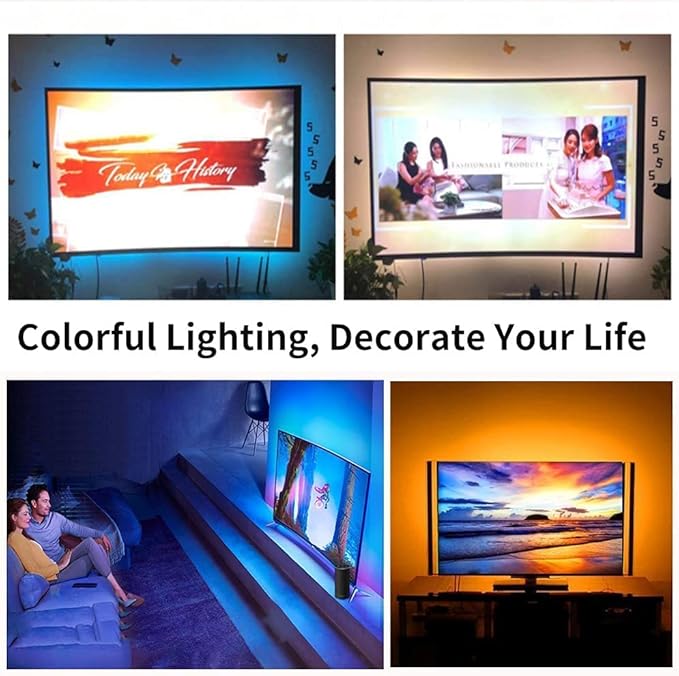 KUMQUAT RGB LED Strip Lights TV Backlight 5V USB Multicolor LED Light Strips 6.56ft/2M Color Changing Strip Kit with Remote for TV PC Mirrow Party Decoration Mood Lighting