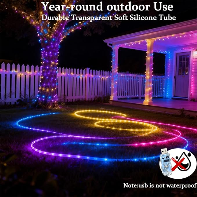 Honche Smart LED Fairy String Light USB 10M/33FT Rainbow Light Waterproof Remote/app Control Outdoor Indoor Rope Lights DIY Color Changing Christmas -mas String Light for Bedroom Garden Cafe
