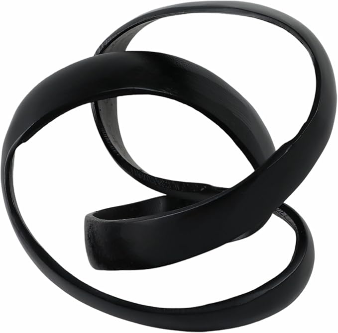 Metal Decorative Object – Minimalist Shelves & Coffee Table Decor – Aluminum Knot Sculpture Modern Home Decor for Office, Bedroom & Living Room – 8" x 7", Black