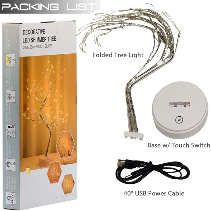 OTAVILEM LED Tabletop Bonsai Tree Light, Aesthetic Tree Lamps for Living Room, Cute Night Light, Battery/USB Operated, DIY Artificial Tree Lamp for Bedroom, Desktop,Christmas, Room Decor