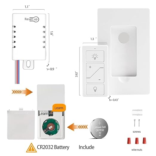 Nexete Wireless Dimmer Switch,1 Receiver and 2 Remotes Kit,Wireless Dimming Remote Control,Bluetooth Work with Amazon Alexa Only,Voice Control,Fixture for Ceiling Lights Lamps