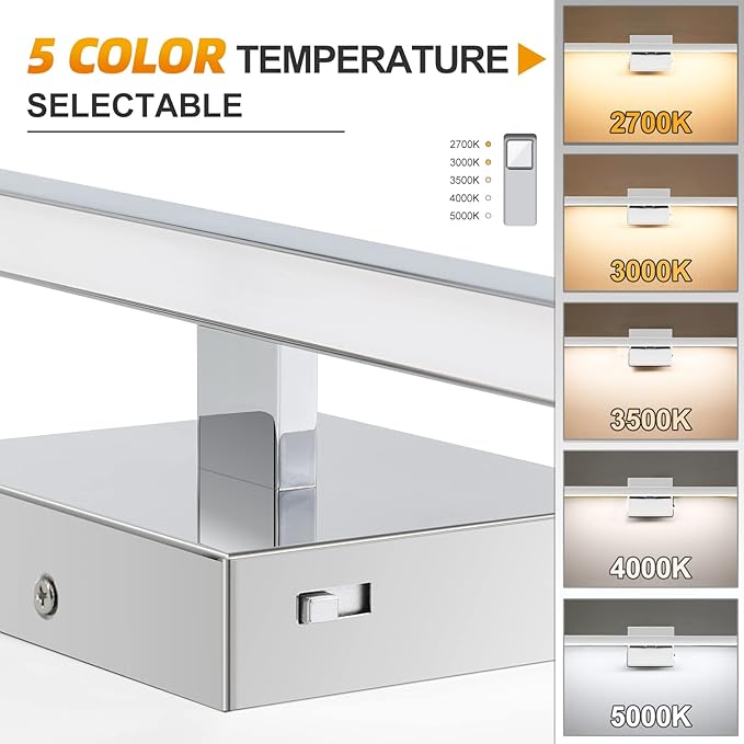 NIORSUN 39.4 inch Chrome Bathroom Vanity Light, 24W 5CCT Dimmable LED Bathroom Lighting Fixtures Over Mirror, Modern Vanity Lights for Bathrooms Restroom Mirror- ETL Certified